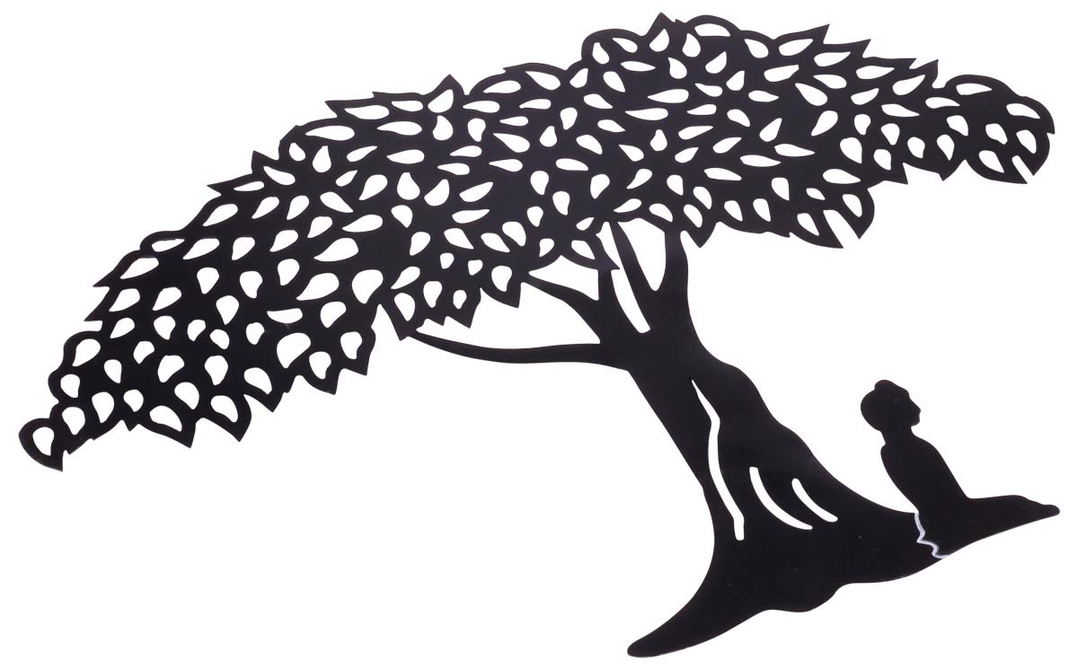 ‘Budda Sitting under Tree of Life’ Wall-Art in Iron- 25” Creative Wall-Decor / Art-Piece from India - Buy in Bulk Wholesale