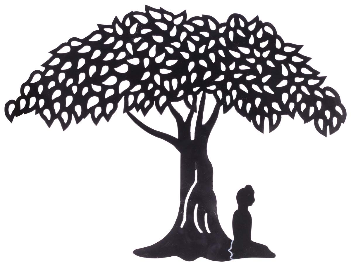 ‘Budda Sitting under Tree of Life’ Wall-Art in Iron- 25” Creative Wall-Decor / Art-Piece from India - Buy in Bulk Wholesale