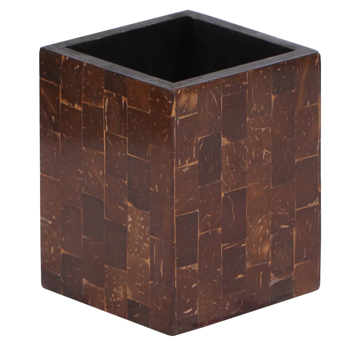 Bulk Wholesale Handmade Brown Pen Stand / Holder / Organizer Decorated with Rectangular Patterns – Geometric Designs – Desk Accessories – Home / Office Décor