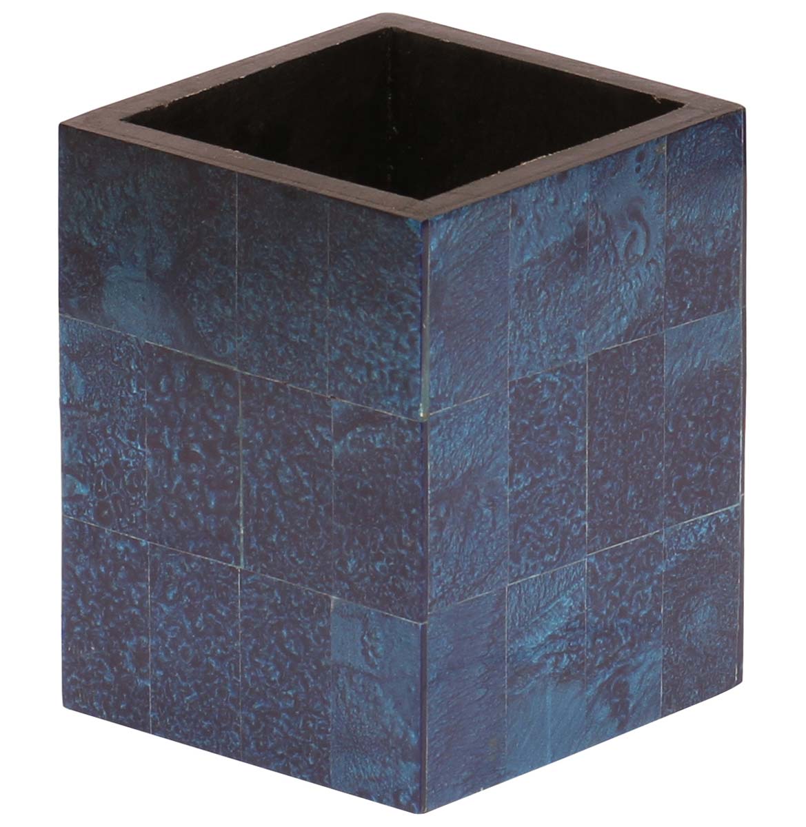 Bulk Wholesale Handmade MDF Blue Pen Stand / Holder / Organizer Decorated with Rectangular Patterns – Geometric Designs – Desk Accessories – Home / Office Décor