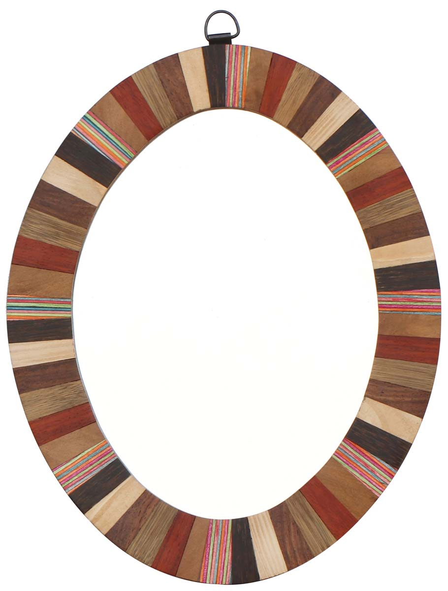 Wholesale Wall Mounting Oval Wall Mirror in Bulk - Resin Wood & MDF (Compressed Wood) - Striped Art Pattern - Gallery Solutions & Home Decor Furnishings from India