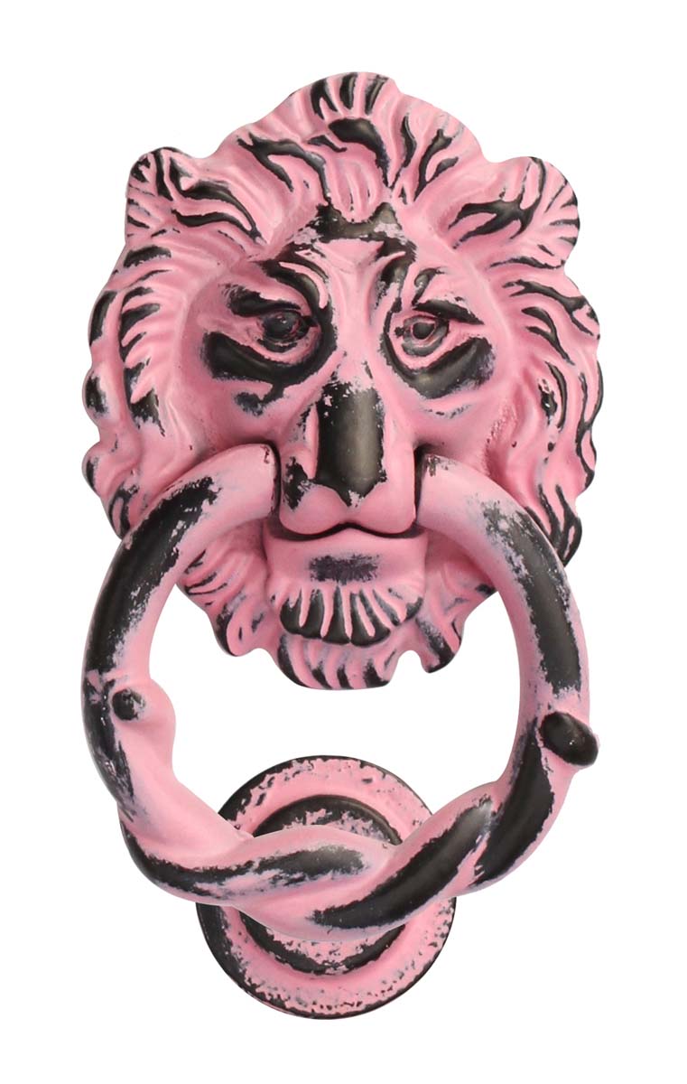 Bulk Wholesale Lion Head Door Knocker in Pink Color with Handmade Distressed-Finish - Door Accessories - Home Decor