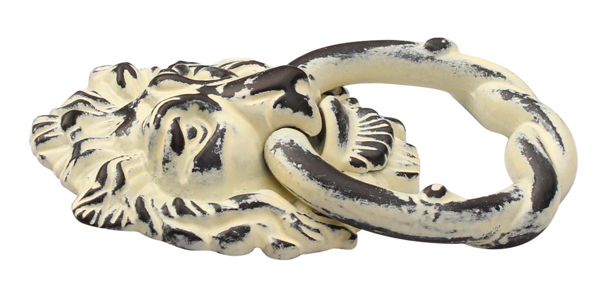 Bulk Wholesale Lion Head Door Knocker Handmade in Cream Color with Distressed-Finish - Door Accessories - Home Decor