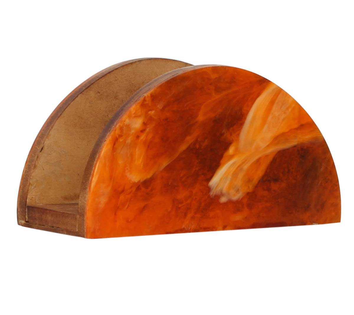 Bulk Wholesale MDF Napkin Holder/Mail Organizer in Semi-Circle Shape with Bright Orange & Yellow Colors - Handmade Abstract Art - Dining Table/Desk Accessories - Home Decor