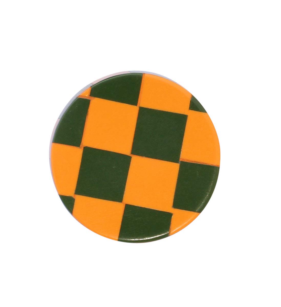Bulk Wholesale Handmade Set of 6 Round-Shaped Drawer Knobs in Wood & Acrylic with Green & Orange Check Pattern – Decorative Pulls for Cabinets / Doors / Cup-Boards – Home Décor