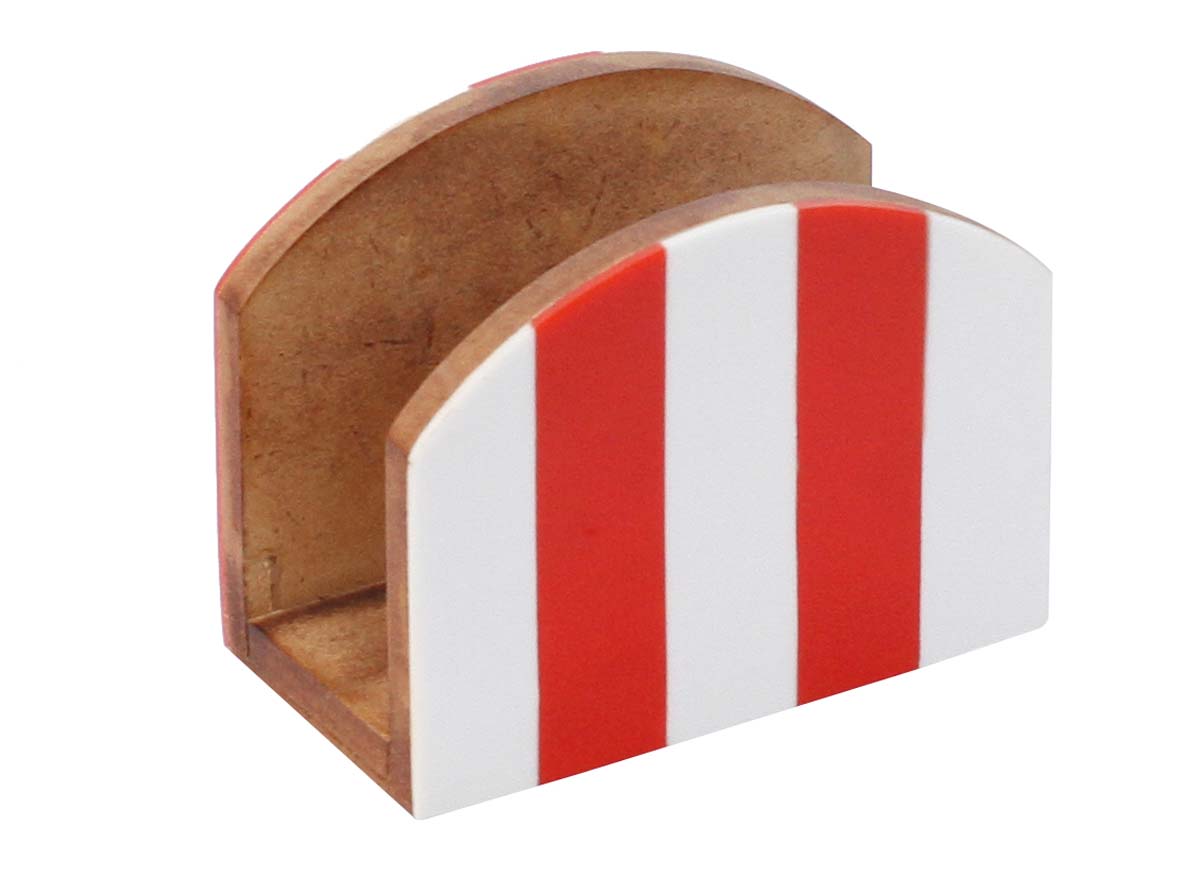 Bulk Wholesale Napkin Holder/Stand/Organizer with Striped Pattern in Red & White Color - Handmade Geometric Designs - Dining Table Accessories - Home Decor