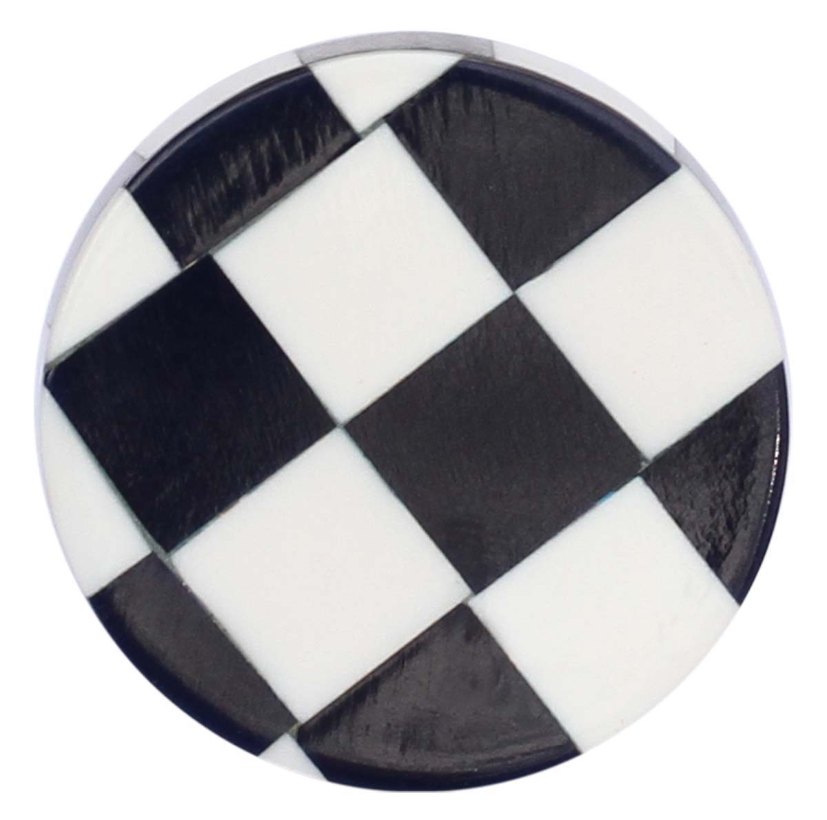 Bulk Wholesale Set of 6 Handmade Round-Shaped Drawer Knobs  with Black & White Check Pattern – Decorative Pulls for Cabinets / Doors / Cup-Boards – Home Décor