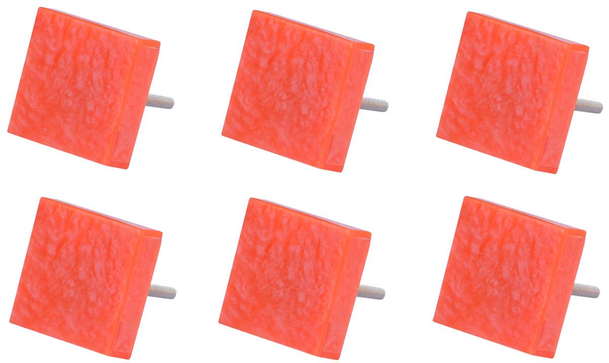 Bulk Wholesale Set of 6 Handmade Square-Shaped Drawer Knobs in Wood & Acrylic with Splashed Paint Effect in Peach Color – Decorative Pulls for Cabinets / Doors / Cup-Boards – Home Décor