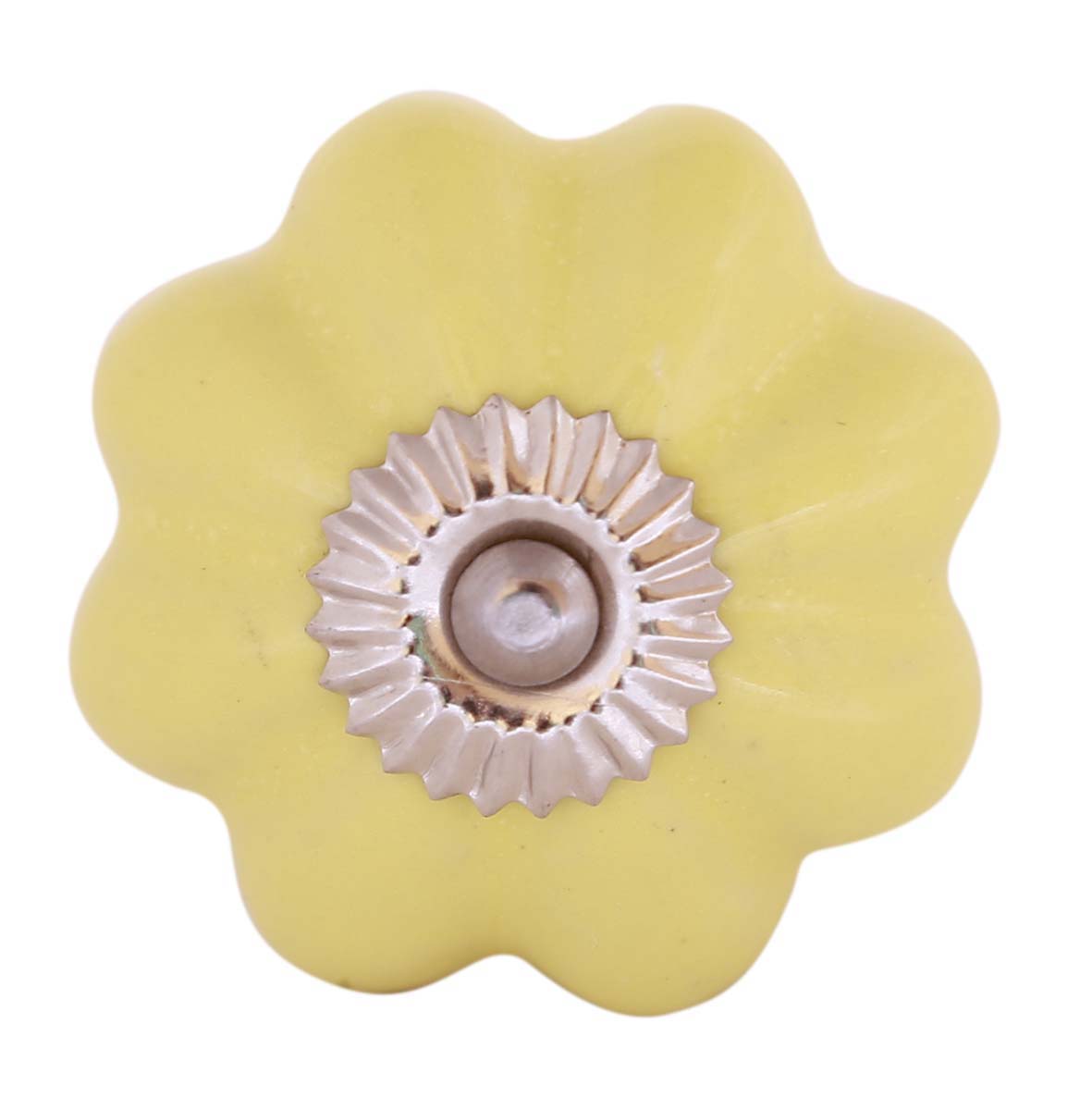 Bulk Wholesale Handmade Set of 6 Ceramic Yellow Color Knobs / Pulls in Pumpkin Design – Decorative Handles for Drawers / Cabinets / Doors / Cup-Boards – Home Décor