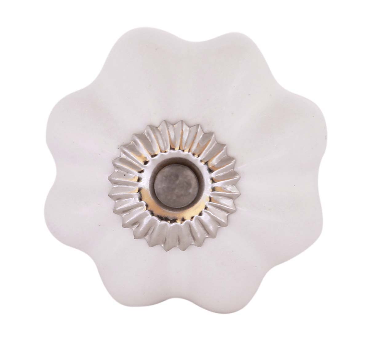 Bulk Wholesale Set of 6 Cabinet Knobs / Drawer Pulls in Pumpkin Design Handmade Ceramic White Color – Decorative Handles for Doors / Cup-Boards / Dresser – Home Décor