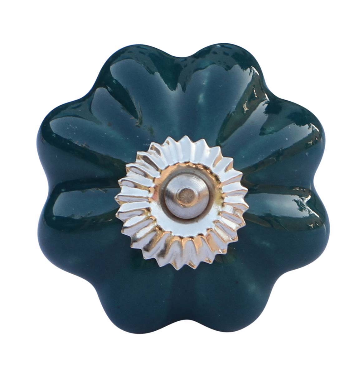Bulk Wholesale Set of 6 Knobs / Pulls in Pumpkin Design Handmade Ceramic Dark Green Color – Decorative Handles for Drawers / Cabinets / Doors / Cup-Boards – Home Décor