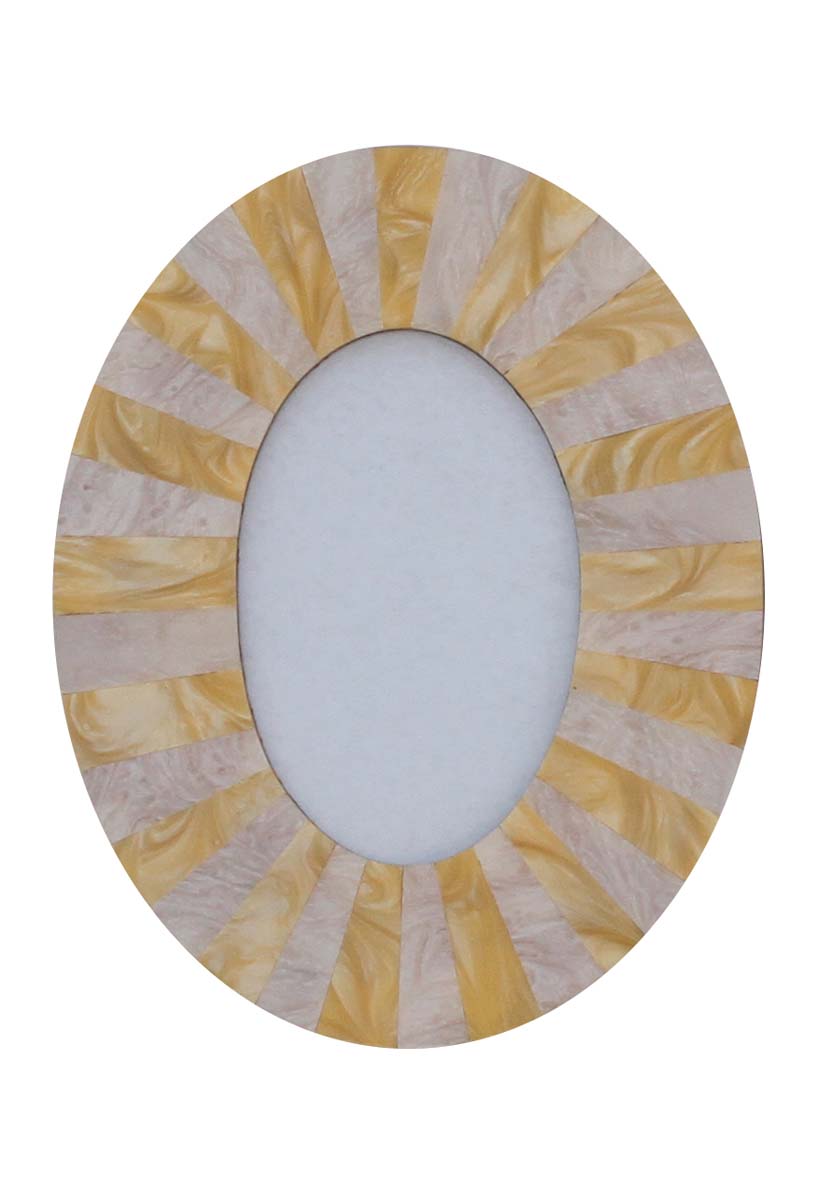 Beige & Yellow Picture Frame in Bulk - Wholesale Handmade Oval Shaped Photo Frame in Mdf & Acrylic - Home Decor Picture Frames from India