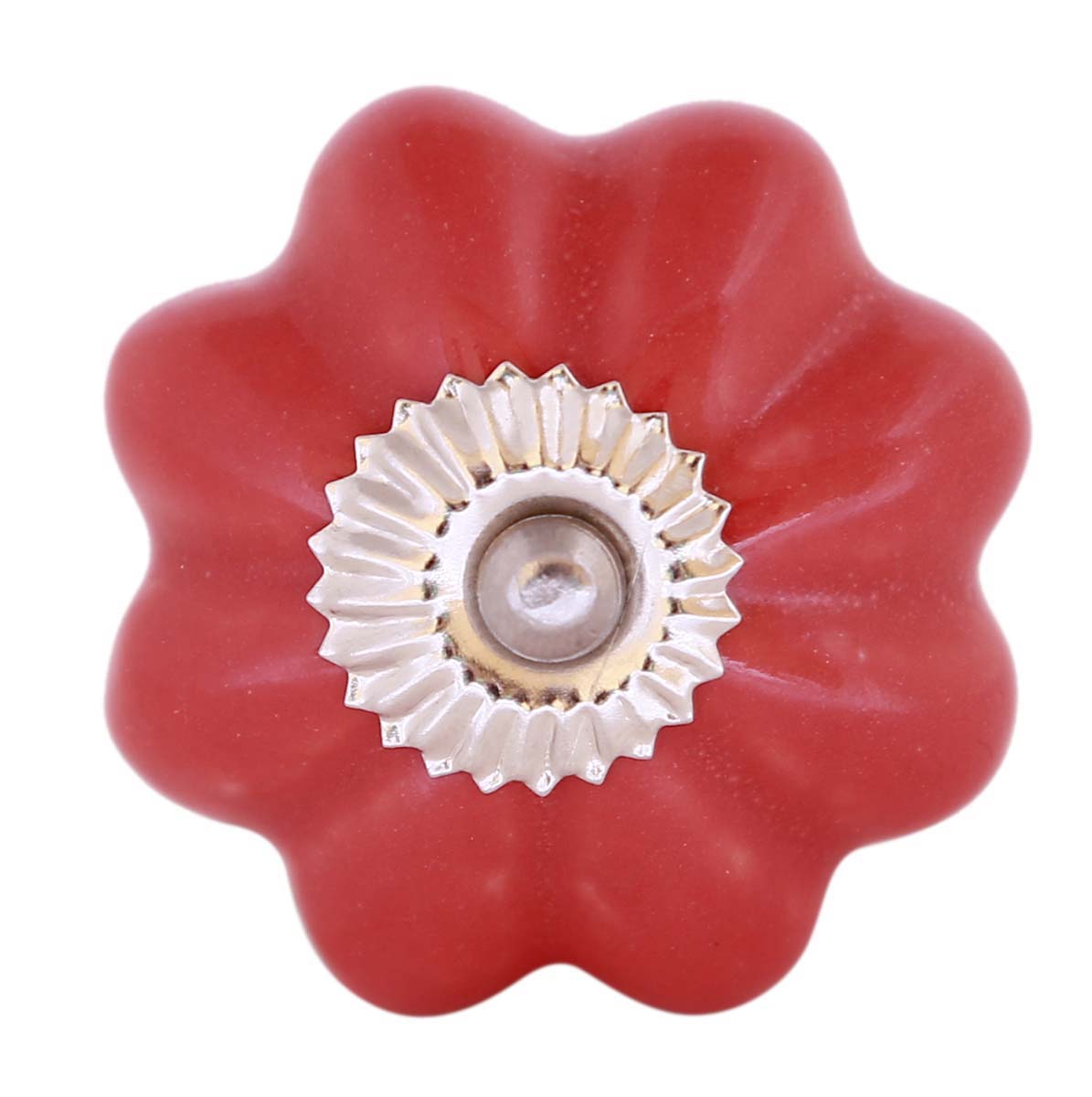 Bulk Wholesale Set of 6 Handmade Ceramic Red Color Knobs / Pulls  in Pumpkin Design – Decorative Handles for Drawers / Cabinets / Doors / Cup-Boards – Home Décor