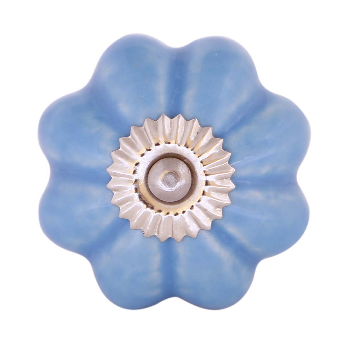 Bulk Wholesale Set of 6 Handmade Ceramic Sky Blue Color Knobs / Pulls  in Pumpkin Design – Decorative Handles for Drawers / Cabinets / Doors / Cup-Boards – Home Décor