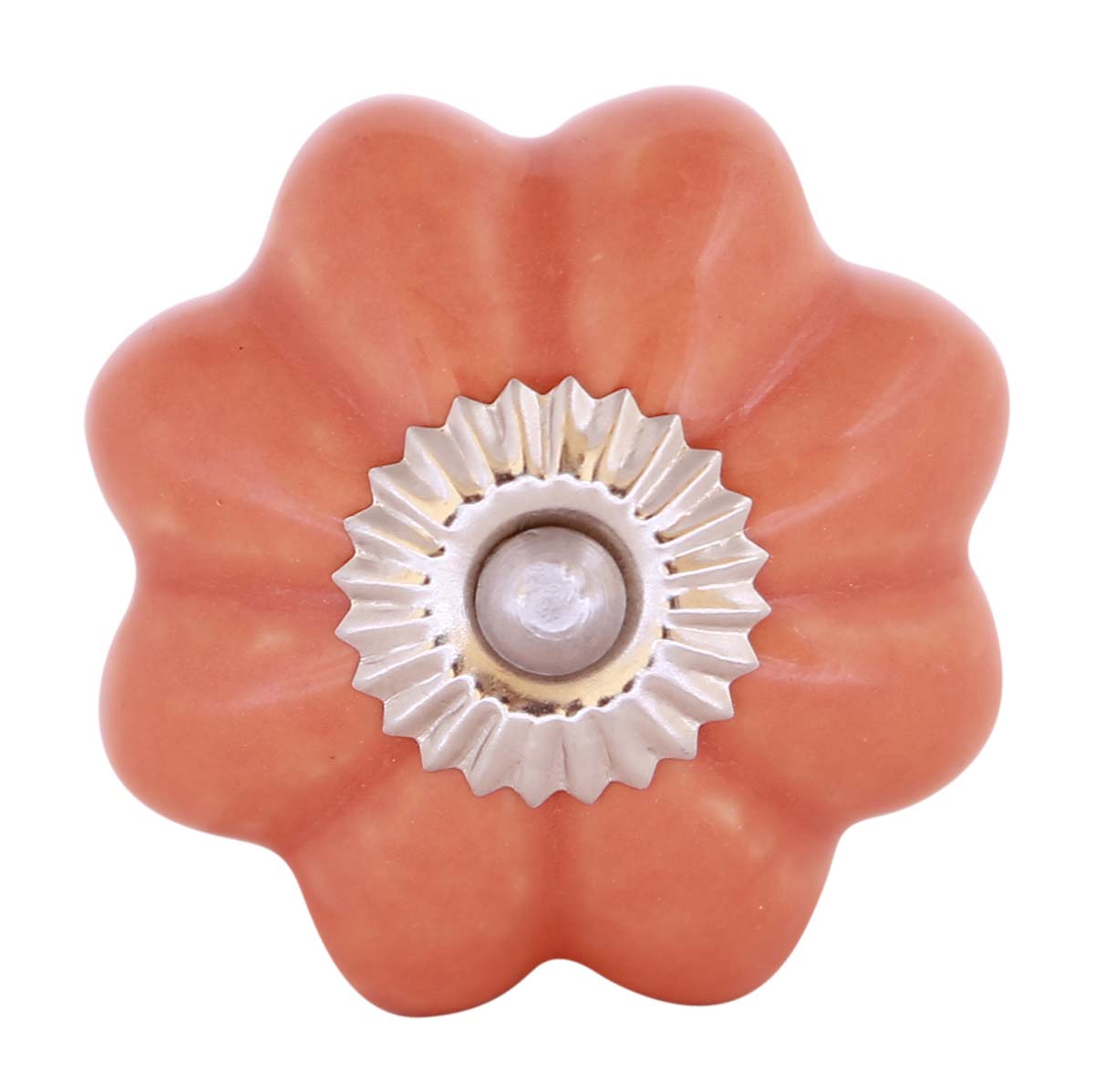 Bulk Wholesale Set of 6 Handmade Ceramic Orange Color Knobs / Pulls in Pumpkin Design – Decorative Handles for Drawers / Cabinets / Doors / Cup-Boards – Home Décor