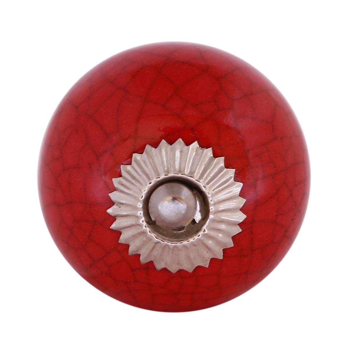 Bulk Wholesale Set of 6 Handmade Red Color Drawer Knobs / Pulls in Ceramic with Crackled Effect - Decorative Handles for Drawers / Cabinets / Doors / Cup-Boards – Home Décor