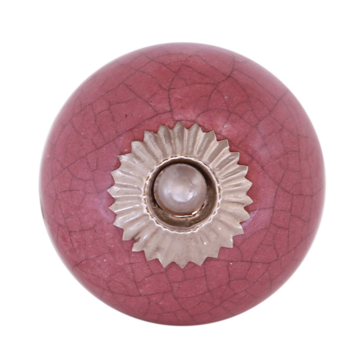 Bulk Wholesale Set of 6 Handmade Pink Color Drawer Knobs / Pulls in Ceramic with Crackled Effect - Decorative Handles for Drawers / Cabinets / Doors / Cup-Boards – Home Décor