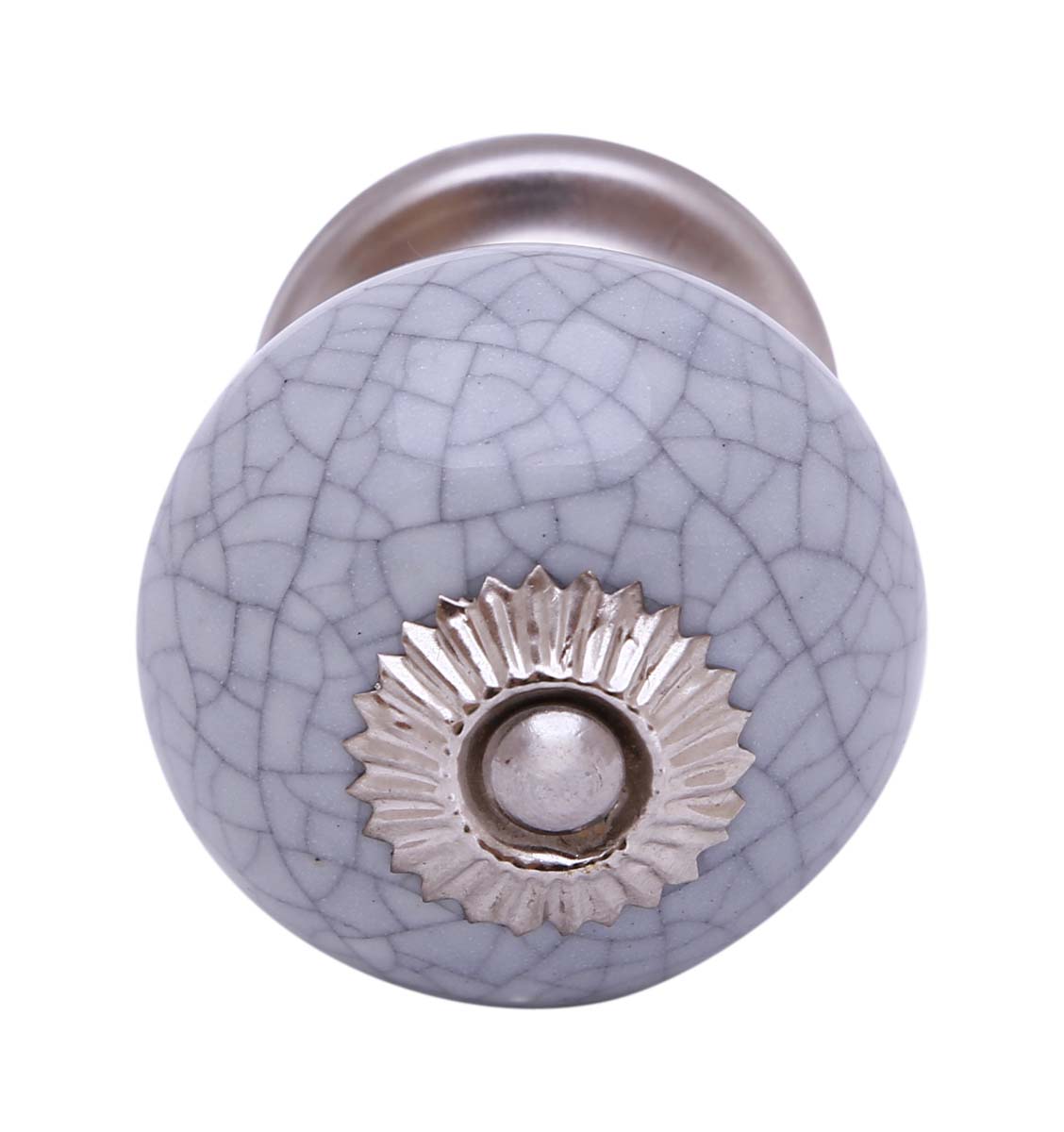 Bulk Wholesale Set of 6 Handmade Grey Color Drawer Knobs / Pulls in Ceramic with Crackled Effect - Decorative Handles for Drawers / Cabinets / Doors / Cup-Boards – Home Décor
