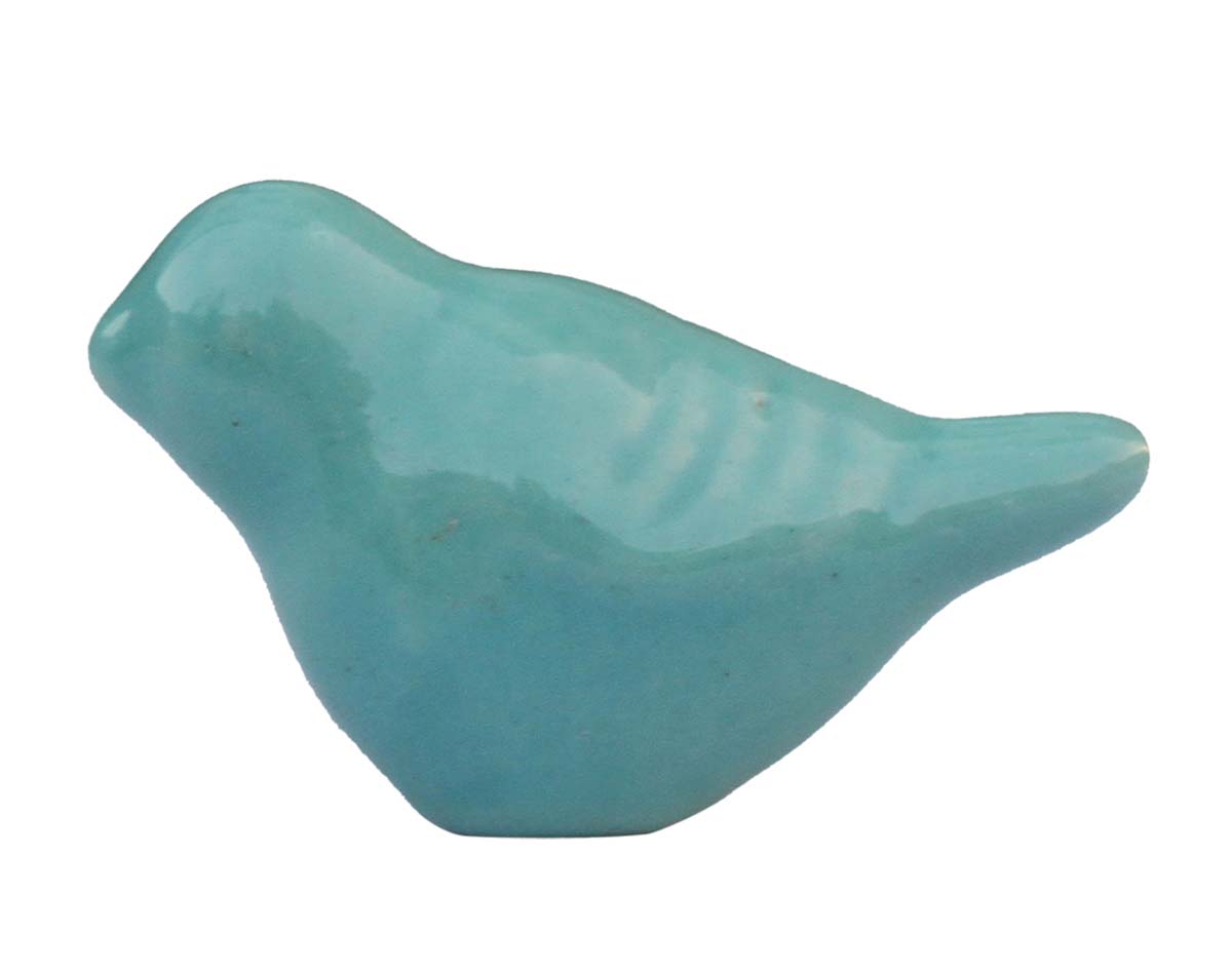 Bulk Wholesale Set of 6 Handmade Bird-Design Knobs in Teal-Blue Color – Decorative Drawer Pulls for Cabinet Doors / Dressers – Home Décor