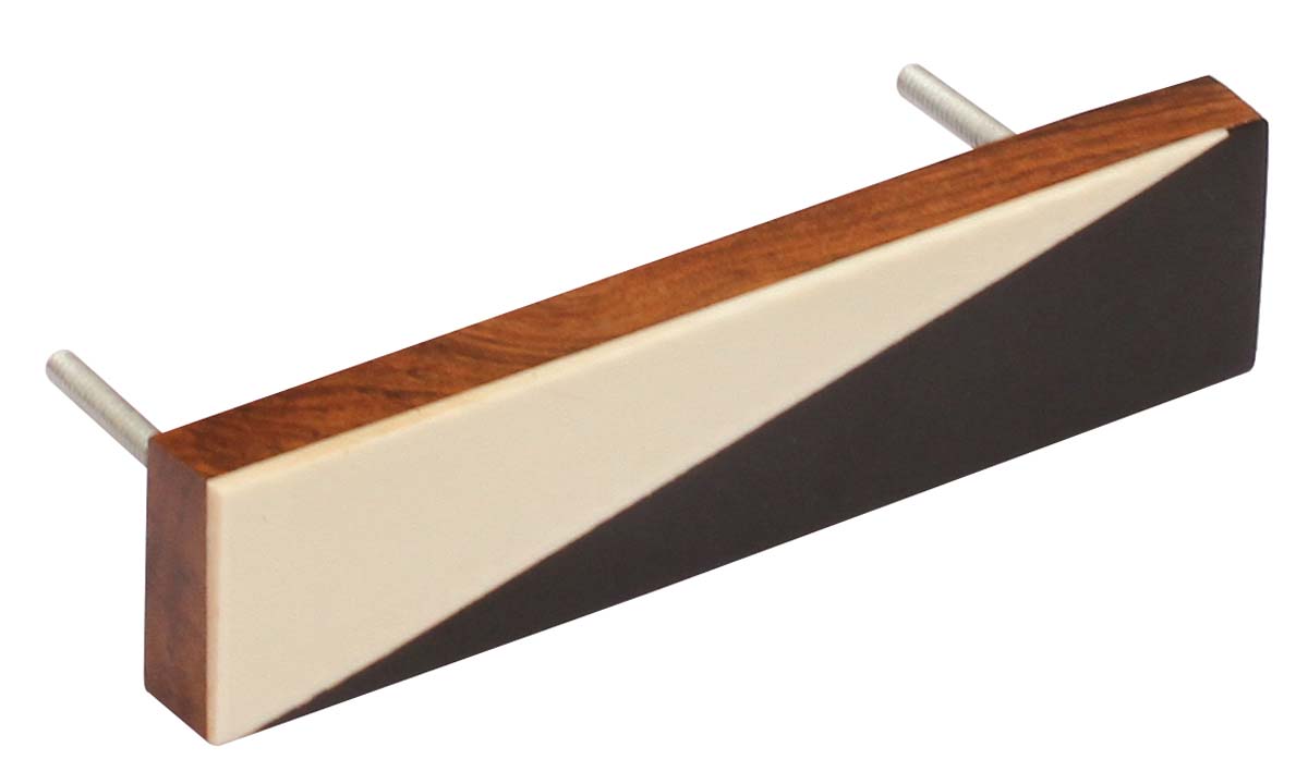 Bulk Wholesale Wooden Handle for Doors/Kitchen Cabinets - Handmade Decorated with Triangle Patterns in Black & White - Geometric Designs - Home Decor