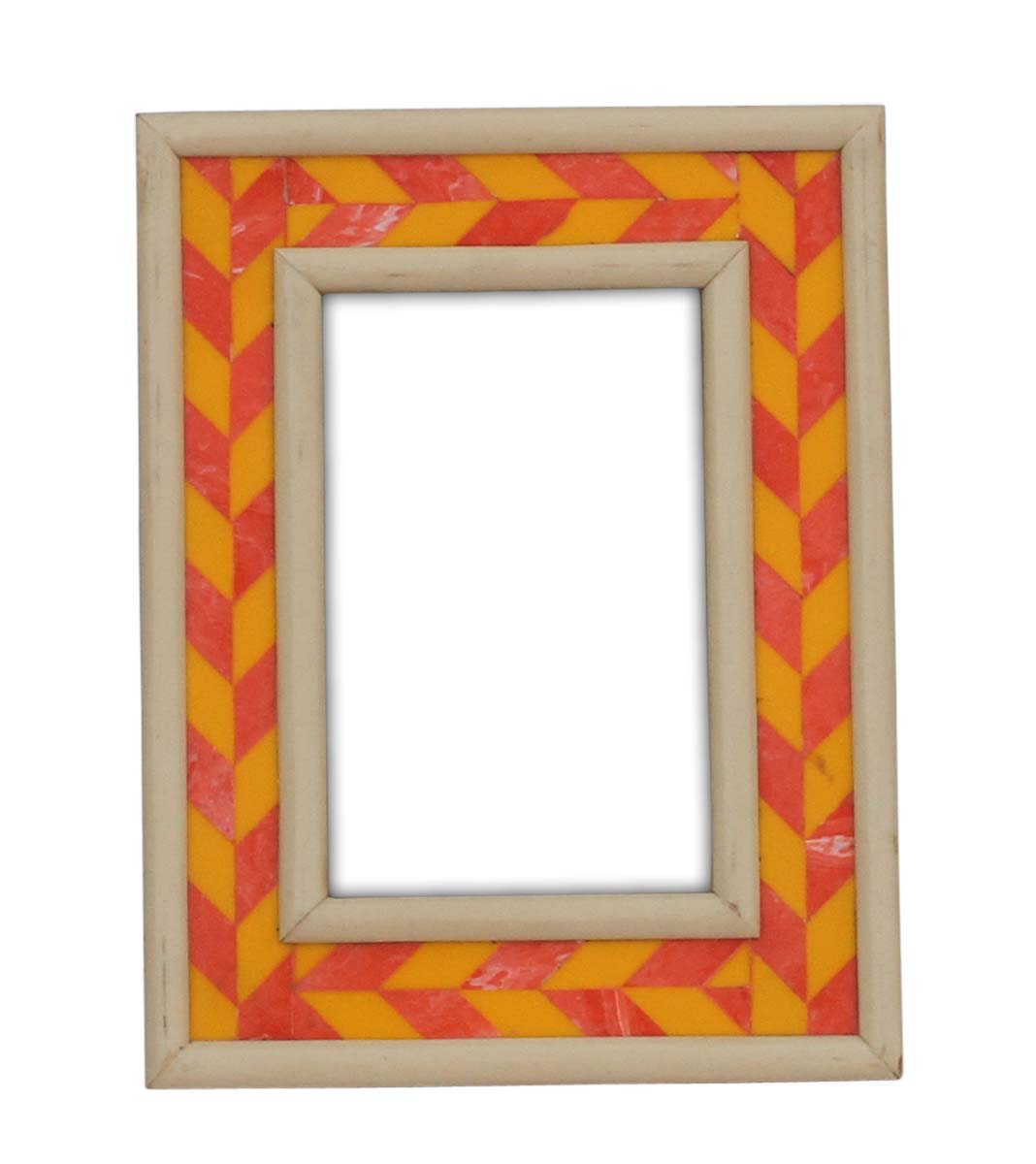 Red & Yellow 4x6 Inches Picture Frame in Bulk - Wholesale Handmade MDF & Acrylic Photo Frame in Diamond Shaped Patterns - Home Decor Picture Frames from India