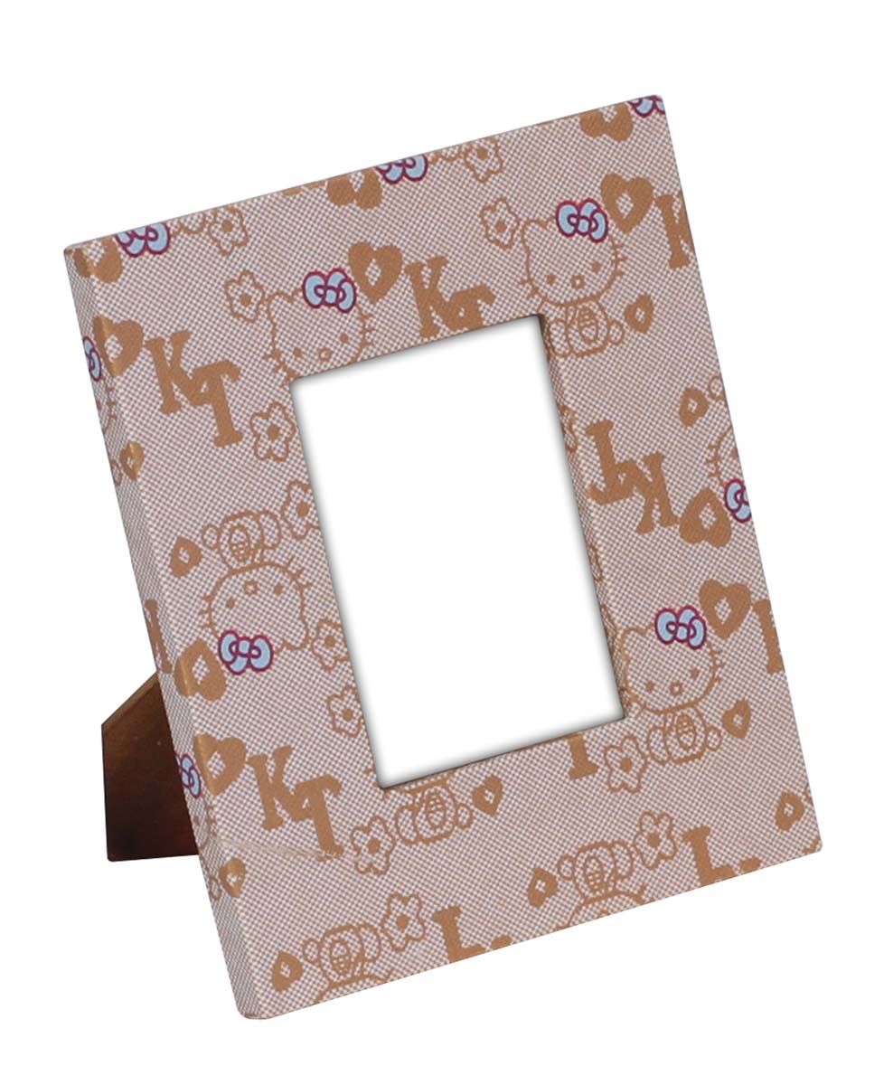 Bulk Buy Picture Frame - Wholesale Handmade Hello Kitty Pattern Photo Frame in Wood & Faux Leather - Home Decor Accessories from India