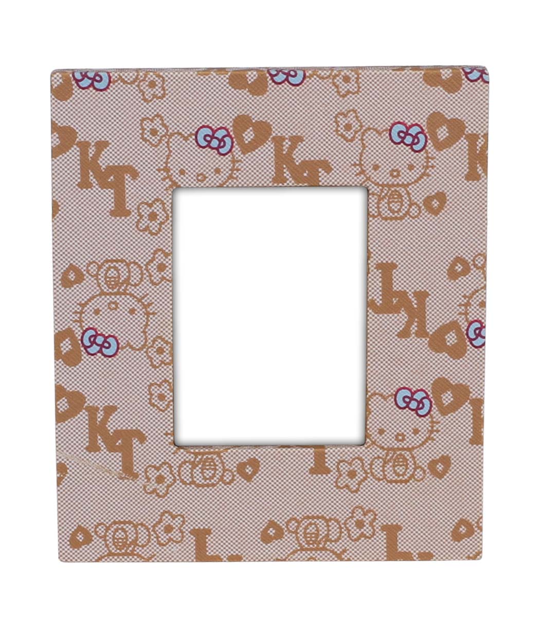 Bulk Buy Picture Frame - Wholesale Handmade Hello Kitty Pattern Photo Frame in Wood & Faux Leather - Home Decor Accessories from India