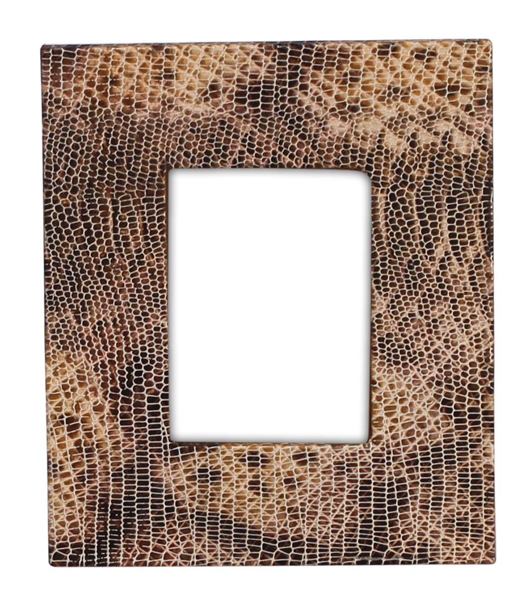 Buy Picture Frame in Bulk - Wholesale Handmade Brown & Black Photo Frame Decorated in Wood & Faux Leather - Home & Office Decor Frames from India