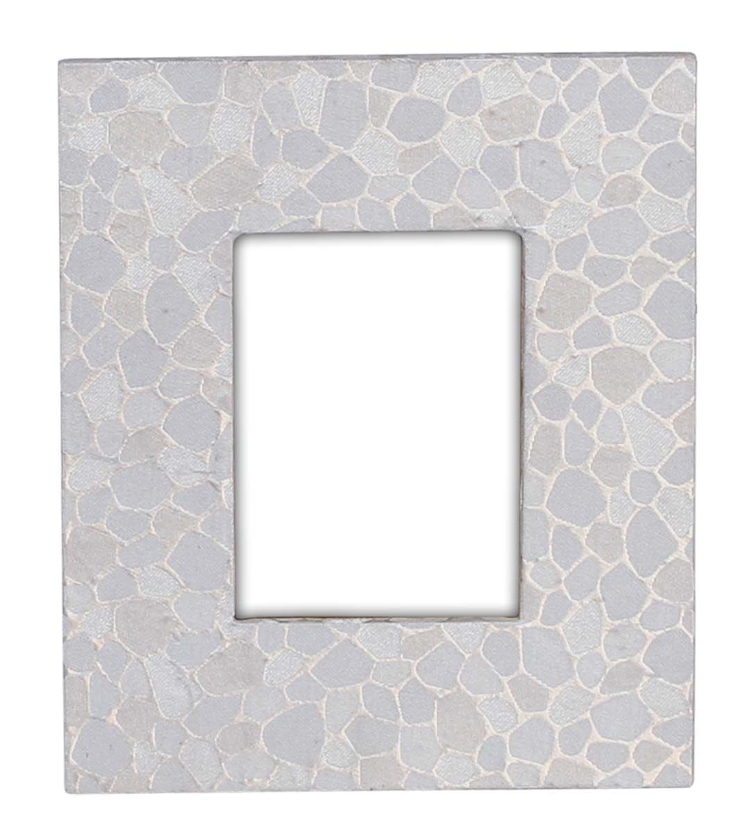 Buy Picture Frame in Bulk - Wholesale Handmade In Light Gray & White Photo Frame Decorated in Wood & Faux Leather with Crackled Pattern - Home & Office Decor Frames from India