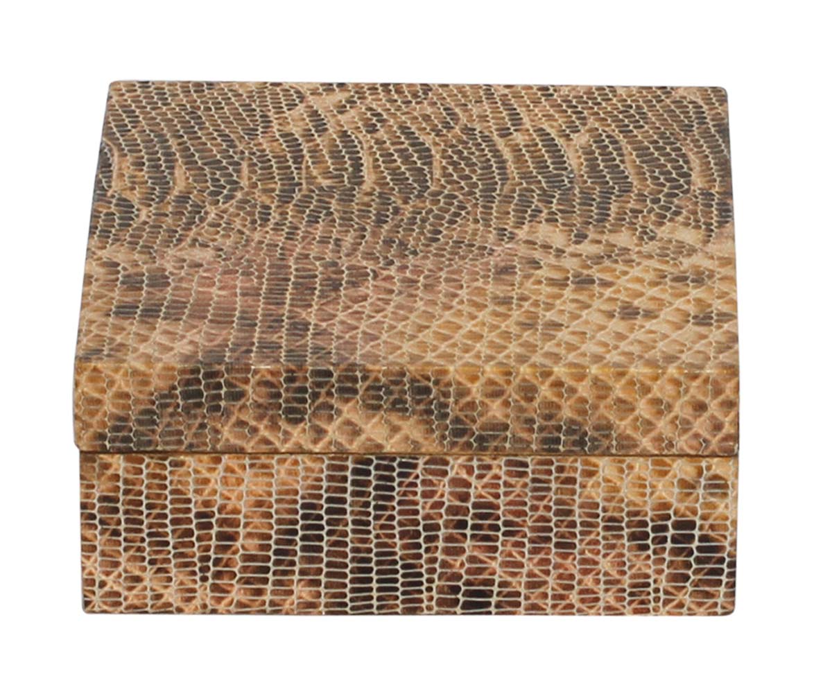 Wholesale Square Jewelry/Keepsake Box - MDF & Acrylic - Buy Bulk Brown & Black Snakeskin-Look Trinket Box