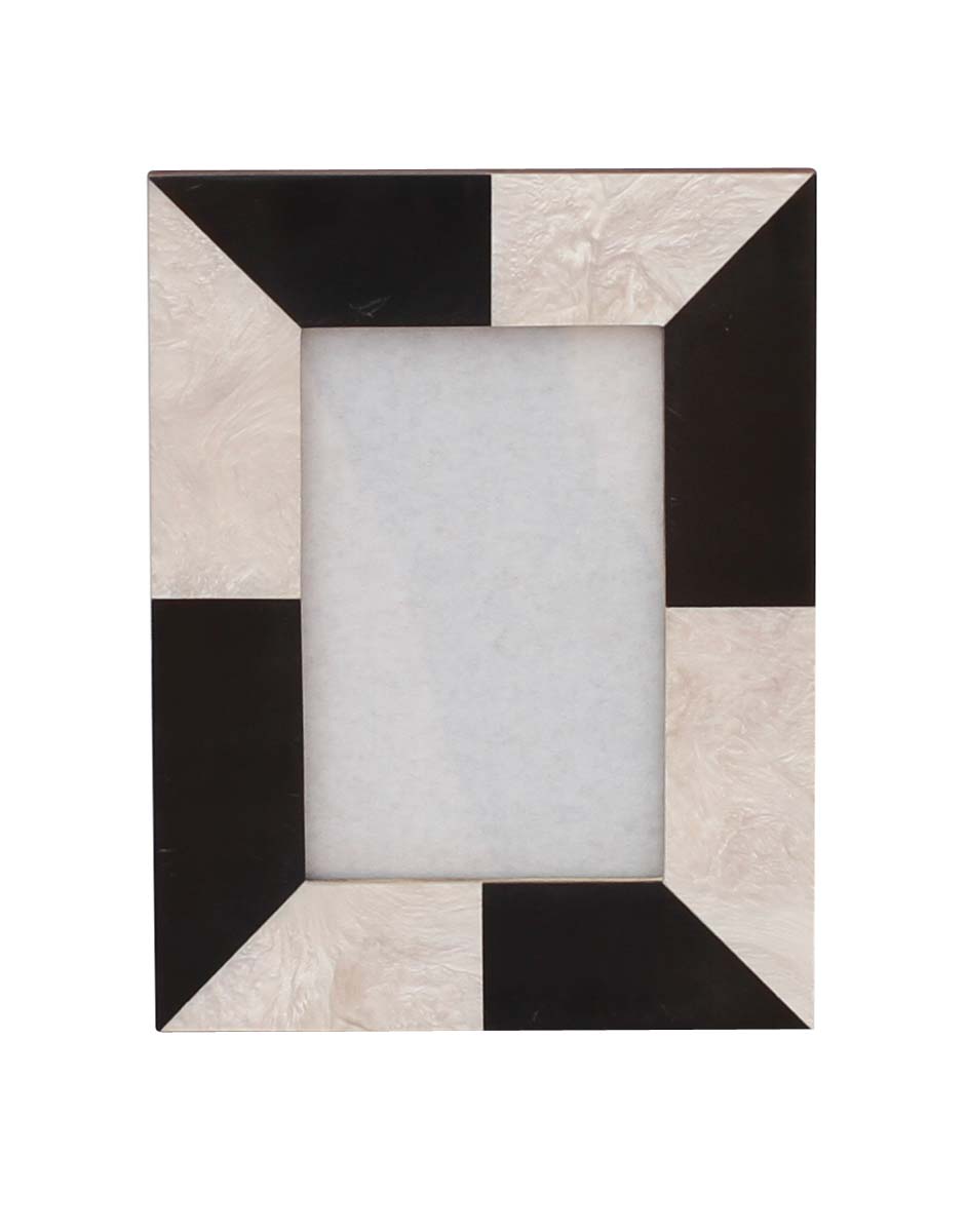 4x6 Inches Black & White Picture Frame in Bulk - Wholesale Handmade MDF Photo Frame with Geometric Pattern - Home Decor Picture Frames from India