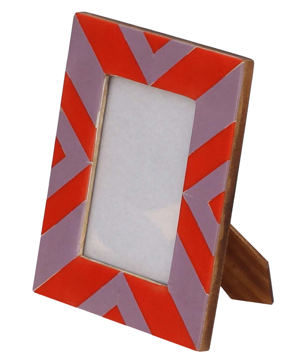 4 x 6” Handmade Picture Frame In Bulk - Tonal Red & Purple Colored Photo Frame - Chevron Pattern - Wholesale Home Decor Accessories & Gift Ideas