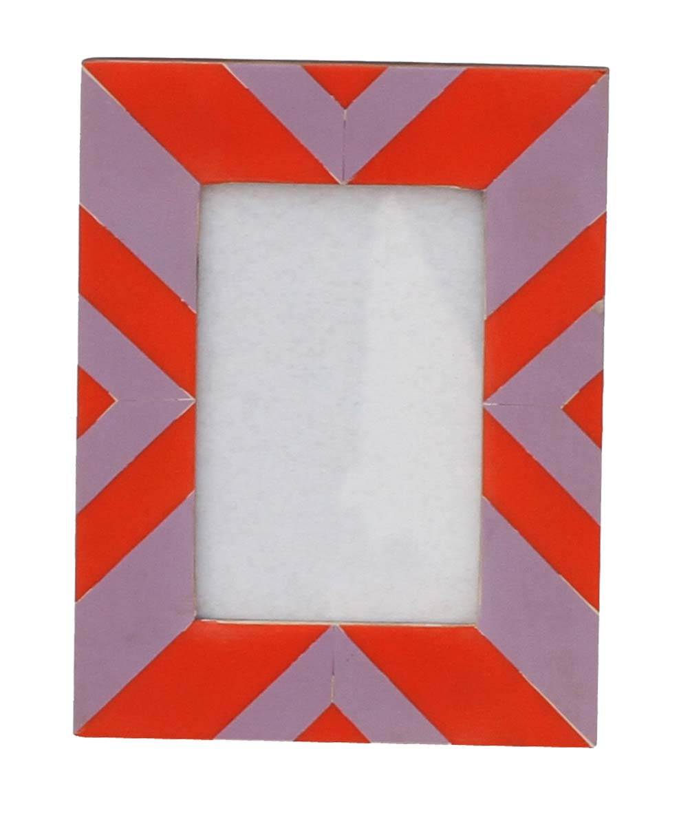 4 x 6” Handmade Picture Frame In Bulk - Tonal Red & Purple Colored Photo Frame - Chevron Pattern - Wholesale Home Decor Accessories & Gift Ideas