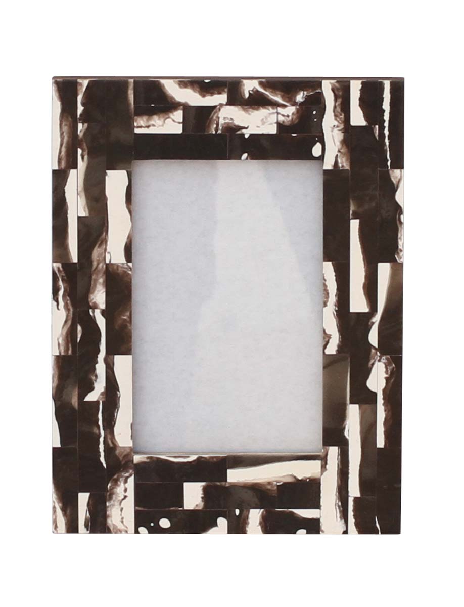 Buy 4x6” MDF Picture Frame in Bulk - Wholesale Handmade White & Brown Photo Frame Decorated with Abstract Design - Home & Office Decor Frames from India