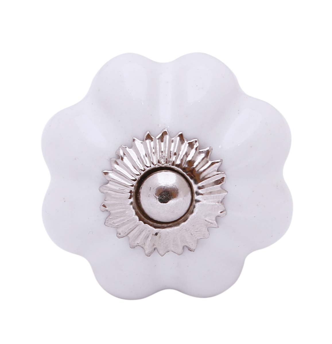 Bulk Wholesale Set of 6 Handmade White Ceramic Knobs in Pumpkin Design – Decorative Pulls for Drawers / Dressers / Cabinets – Home Décor