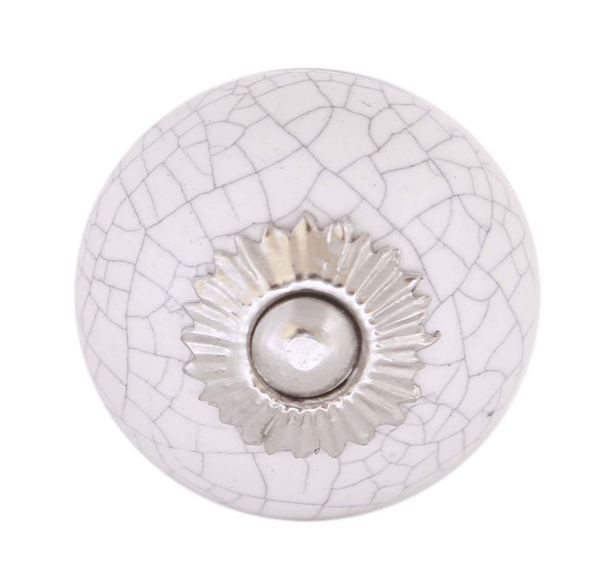 Bulk Wholesale Set of 6 Handmade White Color Drawer Knobs / Pulls  in Ceramic with Crackled Effect - Decorative Handles for Drawers / Cabinets / Doors / Cup-Boards – Home Décor