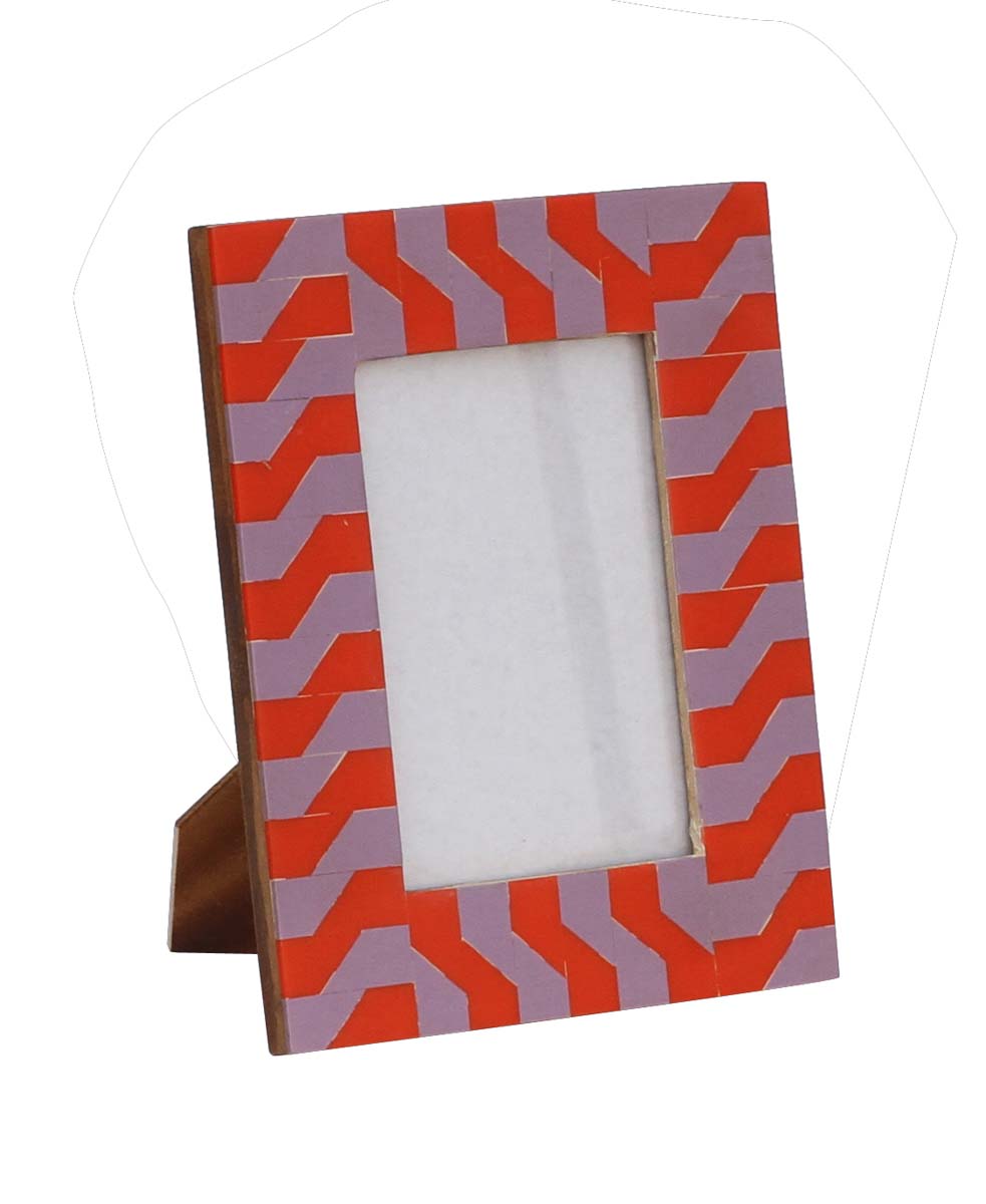 Red & Lavender 4x6 Picture Frame in Bulk - Wholesale Handmade MDF Photo Frame in Geometric Designs - Home Decor Picture Frames from India