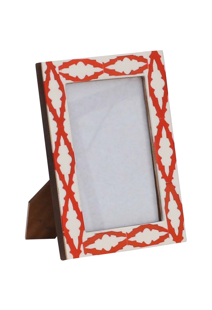 Rectangular 4x6 MDF Photo/Picture Frame in Bulk - Wholesale Photo Frame with Red Diamond Shaped Pattern - Home Decor Picture Frame from India