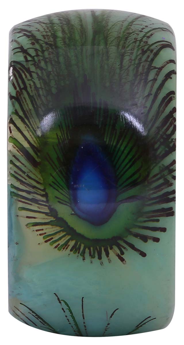 Bulk Wholesale Round & Broad Acrylic Cuff Bangle - Wholesale Handmade Bangle with a Peacock Feather Motif - Women Fashion Jewelry & Accessories