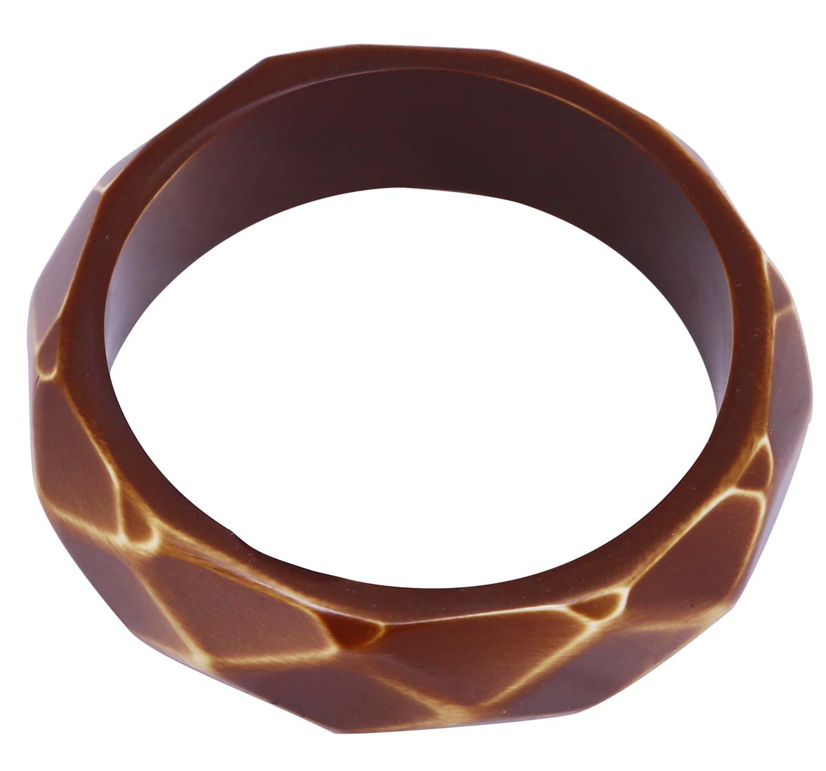 Source Broad & Round Cuff Bangle/Bracelet in Bulk - Wholesale Broad & Round Cuff Bangle in Acrylic with Diamond Patterns in Shades of Brown - Women Fashion Jewelry & Accessories