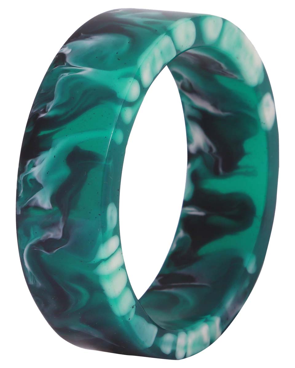 Bulk Buy Broad & Round Cuff Bangle - Wholesale Handmade Cuff Bangle in Acrylic with Abstract Pattern in Green & Black Color - Women Fashion Jewelry & Accessories from India