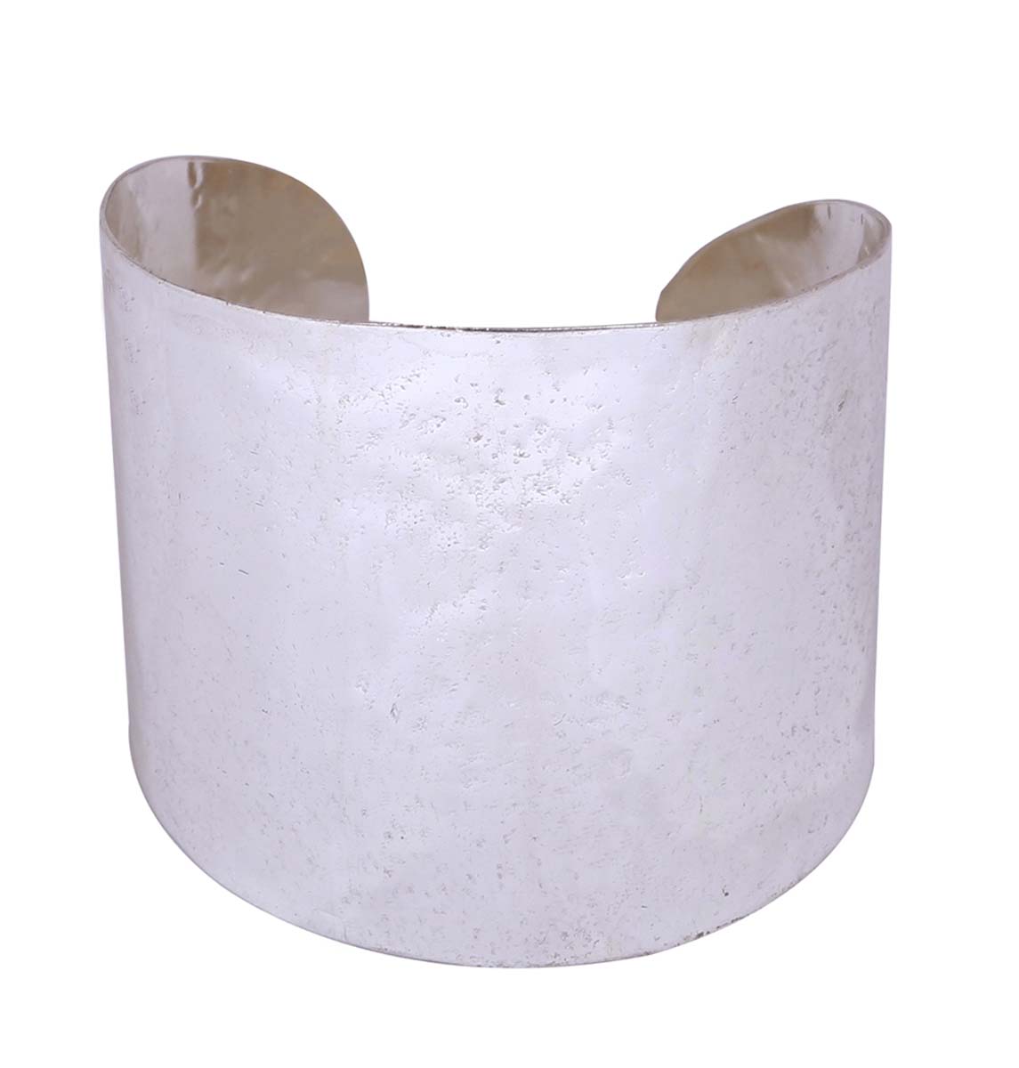 Wholesale Wide Open End Cuff Brass Bracelet in Bulk - Adjustable - Steel & Silver-Tone Color - Light Hammered Texture - Stylish Women Fashion Jewelry & Accessories