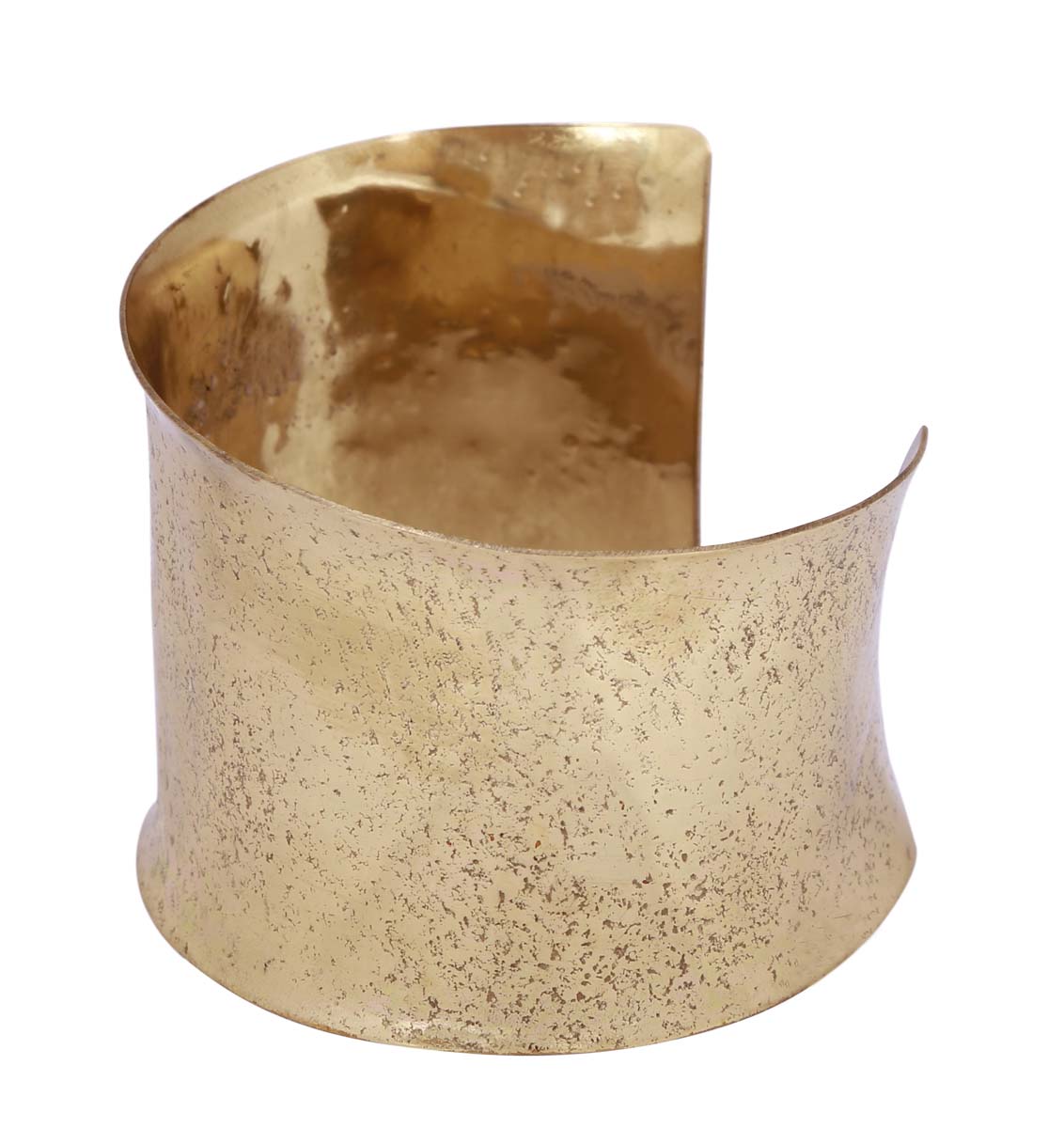 Wholesale Open End Cuff Brass Bracelet - Bulk Buy Metal Bracelet/Bangle in Golden Finish with Speckled Effect - Women Fashion Jewelry & Accessories