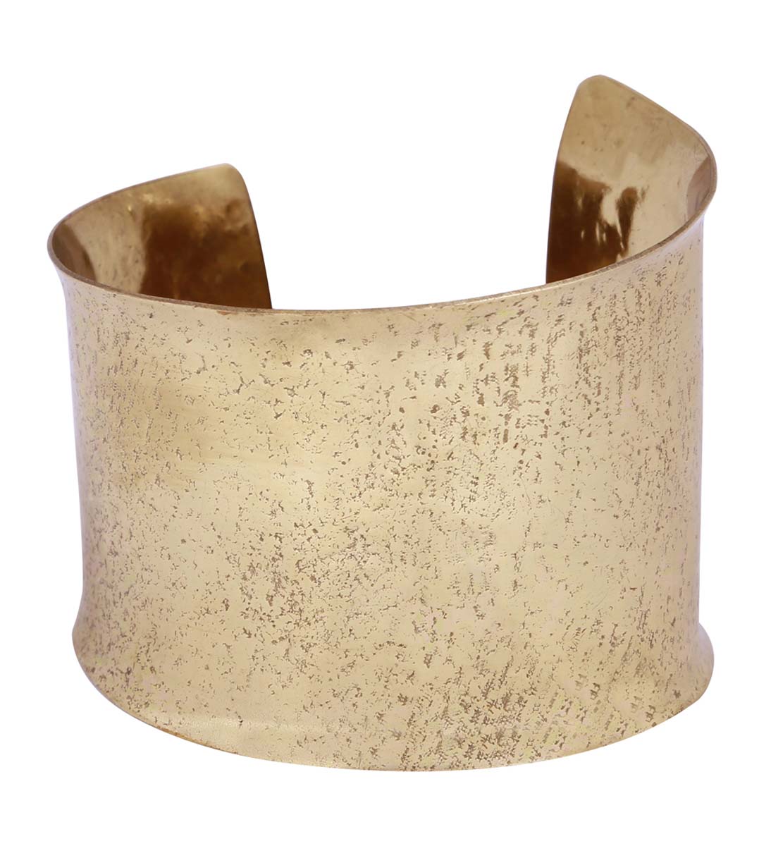 Wholesale Open End Cuff Brass Bracelet - Bulk Buy Metal Bracelet/Bangle in Golden Finish with Speckled Effect - Women Fashion Jewelry & Accessories