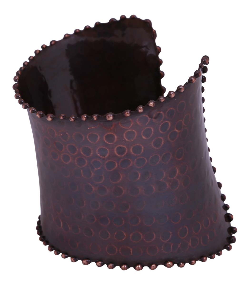 Open End Cuff Metal Bracelet in Bulk - Wholesale Handmade Bracelet/Bangle in Dark-Purple Color with Dotted Pattern - Antique Look Women Fashion Jewelry & Accessories from India
