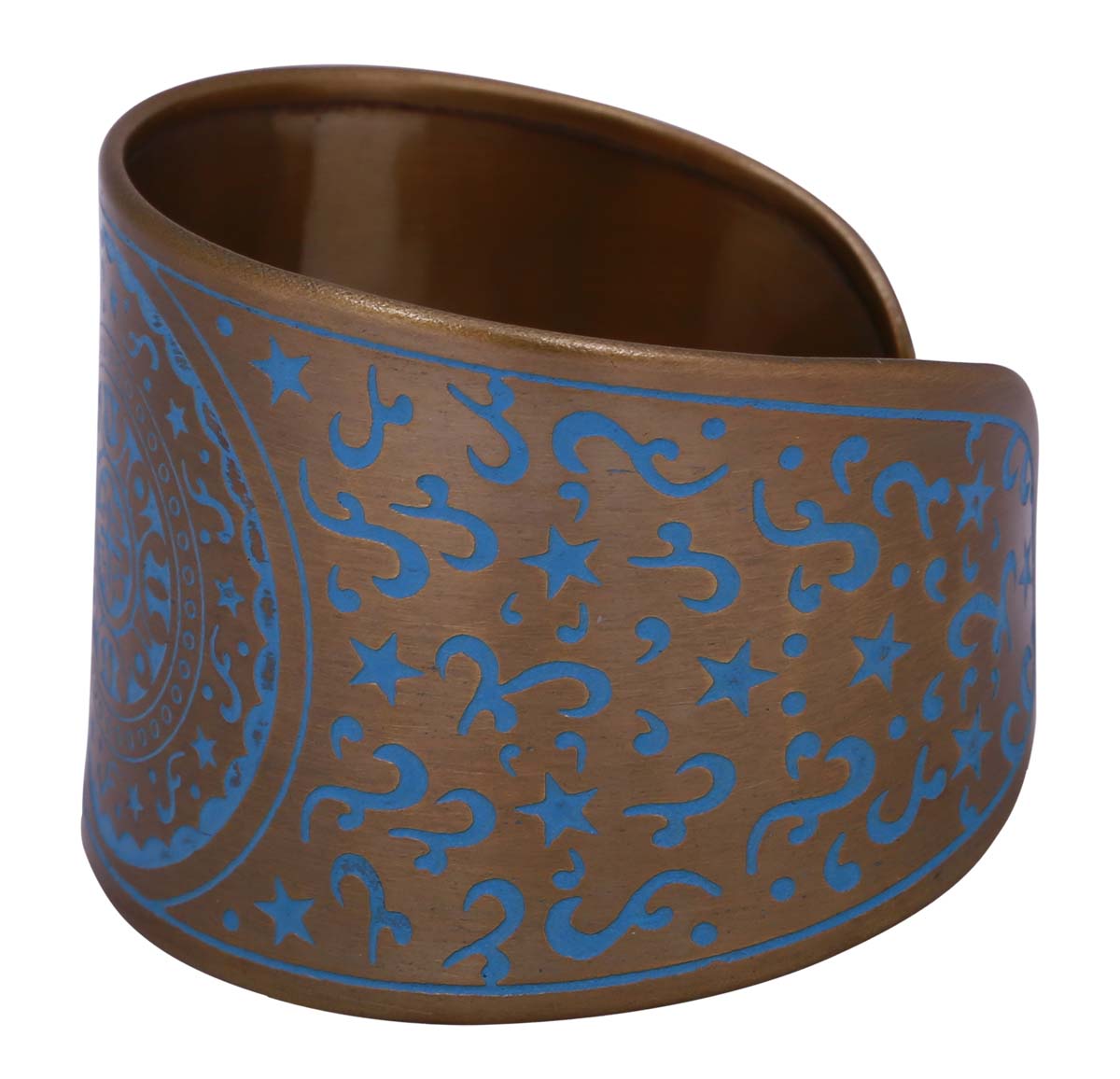 Bulk Buy Open End Cuff Bracelet in Metallic Finish & Blue Color - Wholesale Handmade Bracelet/Bangle Designed with Intricate Patterns - Women Fashion Jewelry & Accessories from India