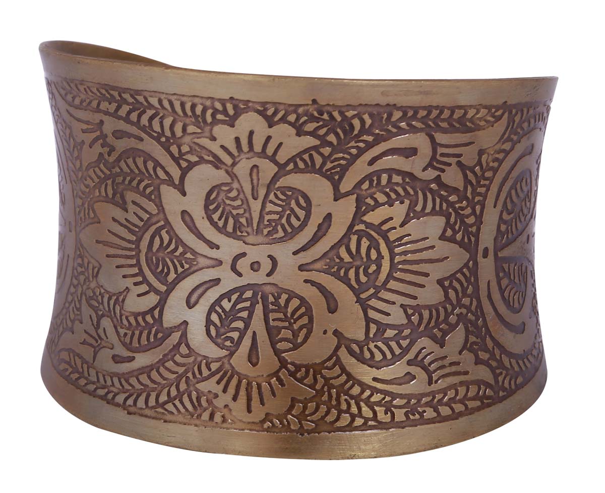 Open End Cuff Metal Bracelet in Bulk - Wholesale Handmade Bracelet/Bangle in Metallic Finish - Designed with Intricate Patterns - Women Fashion Jewelry & Accessories from India