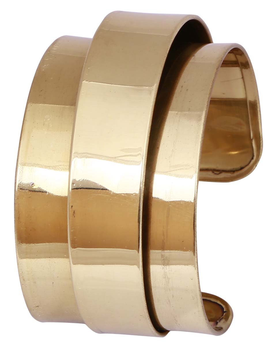 Bulk Buy Open End Cuff Bracelet in Metal with Golden Finish - Wholesale Handmade Bracelet/Bangle Adorned with Double Layer - Women Fashion Jewelry & Accessories from India