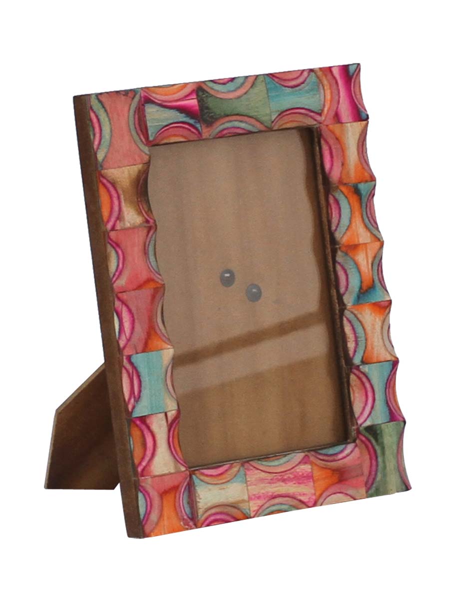 4x6 Inches Picture Frame in Bulk - Wholesale Handmade MDF Photo Frame/Picture Holder with Colorful Abstract Patterns on the Borders - Home Decor Picture Frames from India