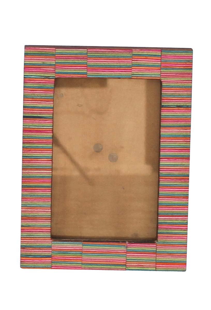 Bulk Buy 4x6 Inches Picture Frame with Colorful Striped Pattern on the Borders - Wholesale Handmade MDF Photo Frame - Home Decor Picture Frames from India